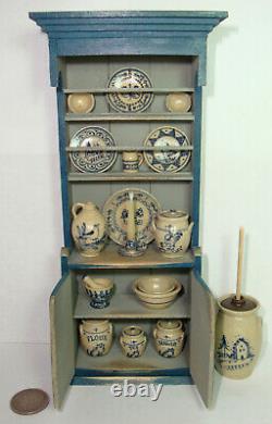 1978 Jim Holmes Dollhouse Mini Cupboard 18pcs Jane Graber Stoneware IGMA 112