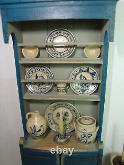 1978 Jim Holmes Dollhouse Mini Cupboard 18pcs Jane Graber Stoneware IGMA 112