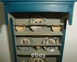 1978 Jim Holmes Dollhouse Mini Cupboard 18pcs Jane Graber Stoneware IGMA 112