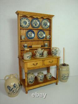 1980's Jane Newman 112 Mini Cupboard + 22 pieces of Jane Graber Stoneware & Pin