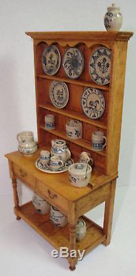 1985 Jane Newman Hutch Cupboard 22 pieces of Jane Graber Stoneware 112 Scale