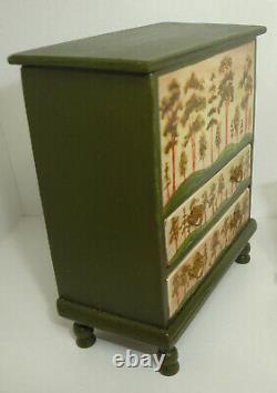 1988 #1. Oldham Studio Folk Art Painted Chest Dollhouse Miniature 112 C. 1820's