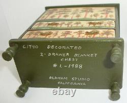 1988 #1. Oldham Studio Folk Art Painted Chest Dollhouse Miniature 112 C. 1820's