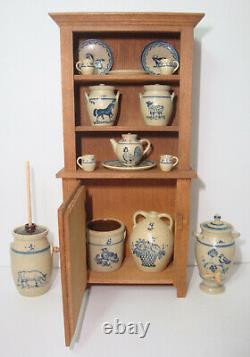 1988 Paul Rouleau Hutch Cupboard + 15 pcs IGMA Artist Jane Graber Stoneware 112