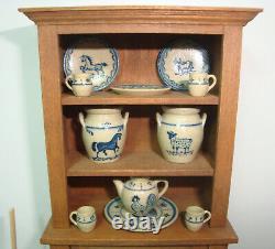 1988 Paul Rouleau Hutch Cupboard + 15 pcs IGMA Artist Jane Graber Stoneware 112