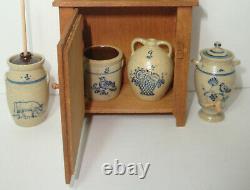 1988 Paul Rouleau Hutch Cupboard + 15 pcs IGMA Artist Jane Graber Stoneware 112