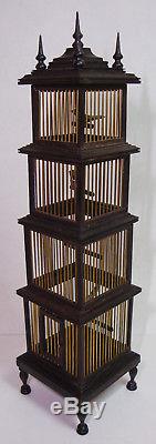 1988 Rare Judy Beals 4 Tier Birdcage & 4 birds by Barbara Ann Meyer 5 Finial Top