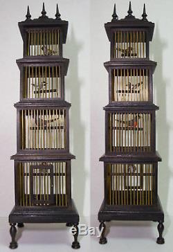 1988 Rare Judy Beals 4 Tier Birdcage & 4 birds by Barbara Ann Meyer 5 Finial Top