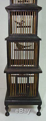 1988 Rare Judy Beals 4 Tier Birdcage & 4 birds by Barbara Ann Meyer 5 Finial Top