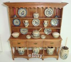 1992 Ben Holland DH Miniature Welsh Cupboard +23 pcs of Jane Graber Stoneware