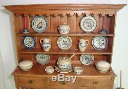 1992 Ben Holland DH Miniature Welsh Cupboard +23 pcs of Jane Graber Stoneware