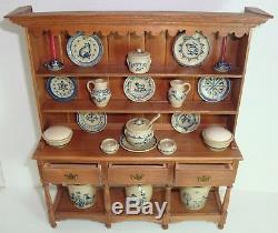 1992 Ben Holland DH Miniature Welsh Cupboard +23 pcs of Jane Graber Stoneware