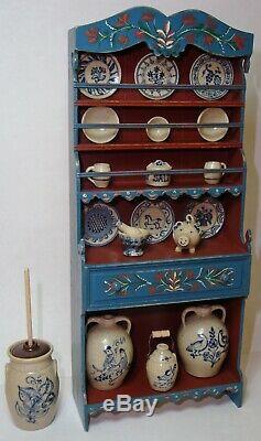 1996 Dollhouse Cupboard Renee Bowen Caroline Pierce + 19 pcs Jane Graber Pottery