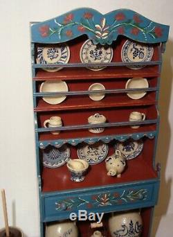 1996 Dollhouse Cupboard Renee Bowen Caroline Pierce + 19 pcs Jane Graber Pottery