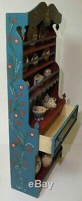 1996 Dollhouse Cupboard Renee Bowen Caroline Pierce + 19 pcs Jane Graber Pottery