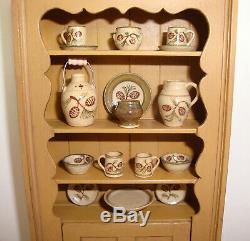 1997 Jim Ison Dollhouse Mini Cupboard #2-10 +23 Jane Graber Pottery 22 Pine Cone