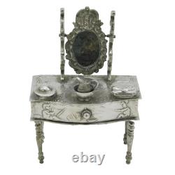 19th Century Dutch Sterling Silver Dolls House Dressing Table Antique c1880