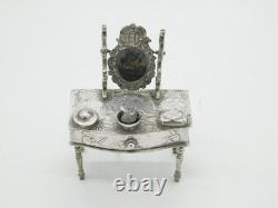 19th Century Dutch Sterling Silver Dolls House Dressing Table Antique c1880