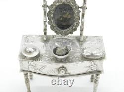 19th Century Dutch Sterling Silver Dolls House Dressing Table Antique c1880