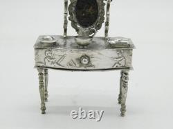 19th Century Dutch Sterling Silver Dolls House Dressing Table Antique c1880