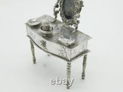 19th Century Dutch Sterling Silver Dolls House Dressing Table Antique c1880