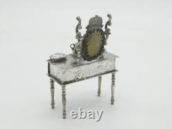 19th Century Dutch Sterling Silver Dolls House Dressing Table Antique c1880