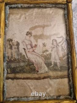 19th Century Miniature Framed Silk Painting, Lovely For A Dolls House
