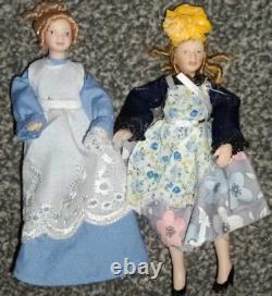 2 Lovely Lady girl Dolls HOUSE Miniature 1/12 scale artisan porcelain figures