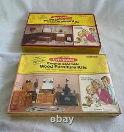 2 Vintage Realife Miniature Country Kitchen + Bathroom Unused Box Doll House