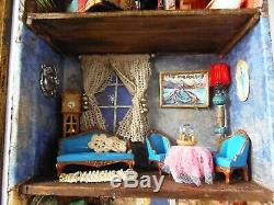 29 Antique Vintage Tramp Art Diorama Wood Doll House Furniture Furnishings ETC