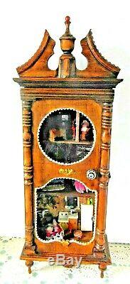 29 Antique Vintage Tramp Art Diorama Wood Doll House Furniture Furnishings ETC