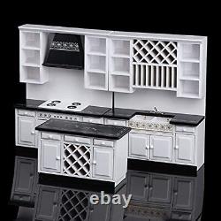 3PC 112 Scale Dolls House Miniature Kitchen Cabinet Bar Counter Furniture Set