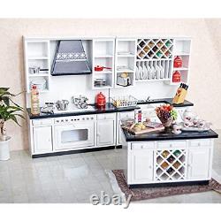 3PC 112 Scale Dolls House Miniature Kitchen Cabinet Bar Counter Furniture Set