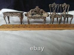 4 Miniature Angels UK Hallmarked Solid Silver Doll House Furniture S M Co Maker