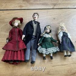4 X Dolls House Figurines Porcelain Vintage Family Miniature People Job Lot