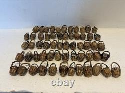 59 Miniature Empty Mini Brown Wicker Handmade Basket Dolls House Small Size