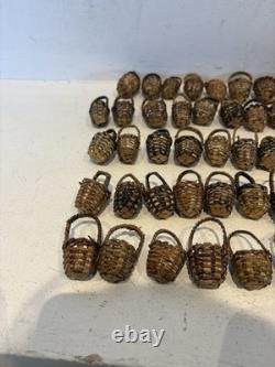 59 Miniature Empty Mini Brown Wicker Handmade Basket Dolls House Small Size