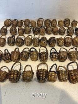 59 Miniature Empty Mini Brown Wicker Handmade Basket Dolls House Small Size