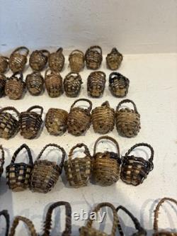 59 Miniature Empty Mini Brown Wicker Handmade Basket Dolls House Small Size