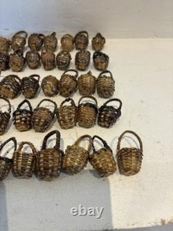 59 Miniature Empty Mini Brown Wicker Handmade Basket Dolls House Small Size