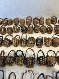 59 Miniature Empty Mini Brown Wicker Handmade Basket Dolls House Small Size
