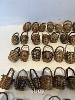 59 Miniature Empty Mini Brown Wicker Handmade Basket Dolls House Small Size