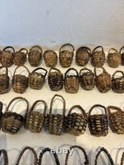 59 Miniature Empty Mini Brown Wicker Handmade Basket Dolls House Small Size