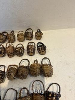 59 Miniature Empty Mini Brown Wicker Handmade Basket Dolls House Small Size