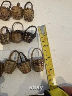 59 Miniature Empty Mini Brown Wicker Handmade Basket Dolls House Small Size