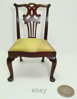 70's John Hodgson Dollhouse Miniature Carved Wood Chippendale Side Chair #1 of 3