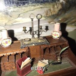 A Fine Miniature Dolls House Secretaire And Fine Artisans Miniatures