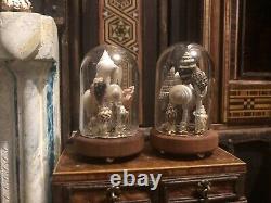 A PAIR of ARTISAN Dolls House Miniature Dome Shell Displays 1/12