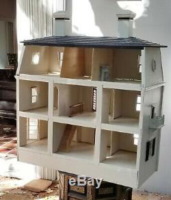 AMAZING VINTAGE SOLID WOOD DOUBLE SIDED DOLL HOUSE 24x37x40 H