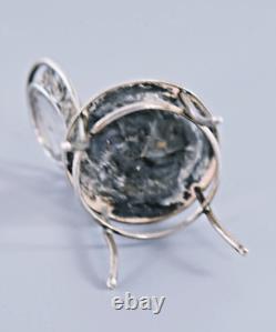 ANTIQUE MINIATURE DOLLS HOUSE SILVER FILIGREE & ENAMEL CHAIR 5.5cm High 11g